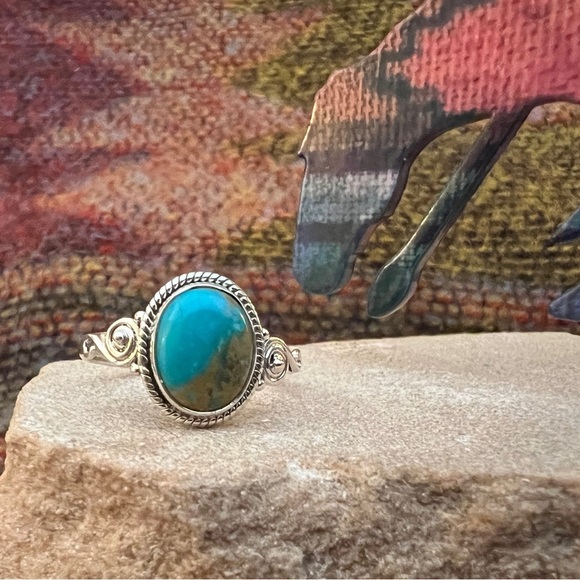 ❤️ Kingman Turquoise 925 Southwestern Size 9 Ring 2.4 Gm - Picture 11 of 12